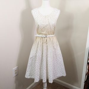 Mod Cloth white polka dot ombre gold print dress
